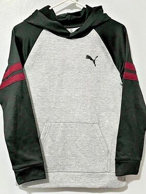 Puma Academy Pack Fleece Pullover Hoodie Boys 14-16 Gray & Black